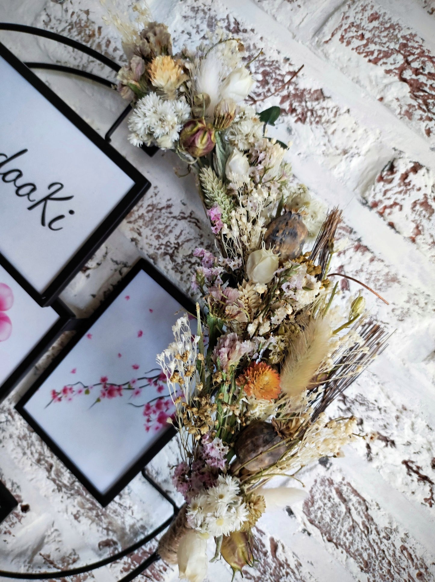 Decoratieve ronde Fotokader met droogbloemen