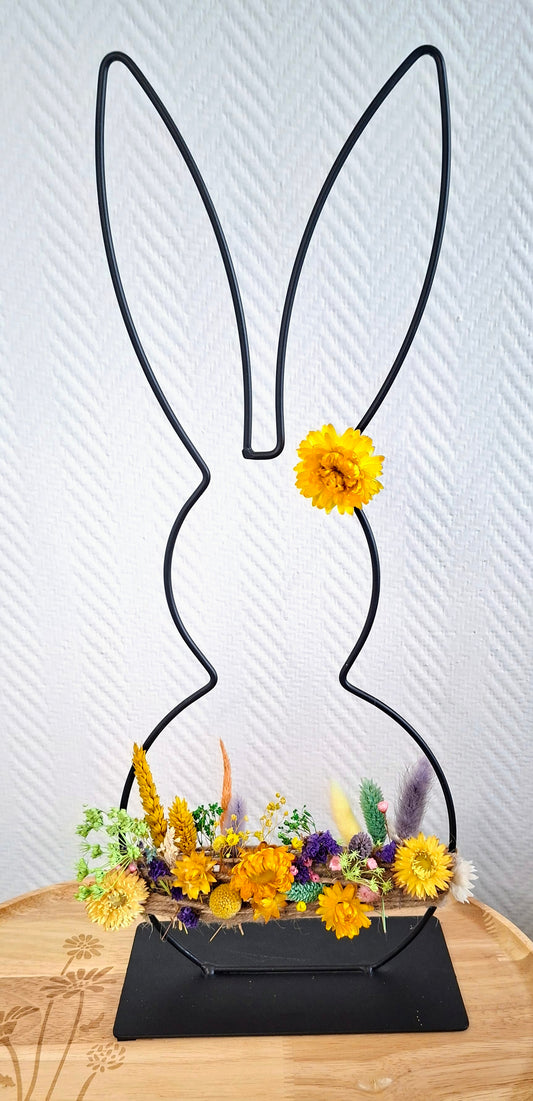 Paashaasje met droogbloemetjes en macramé (Large)