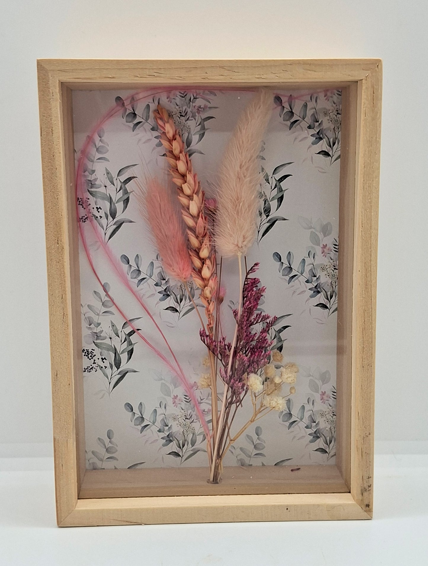 Droogbloemen in houten kader met leuke print - Small