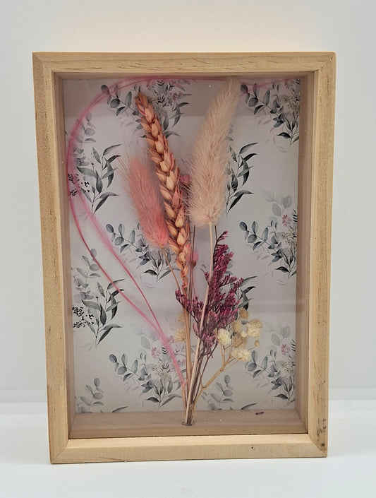 Droogbloemen in houten kader met leuke print - Small
