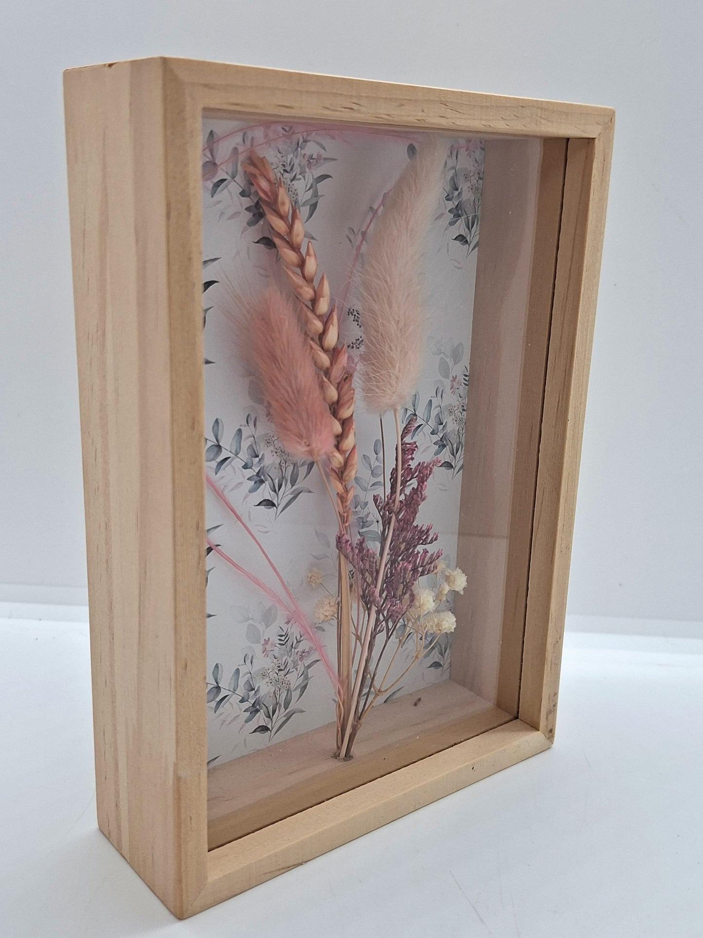 Droogbloemen in houten kader met leuke print - Small