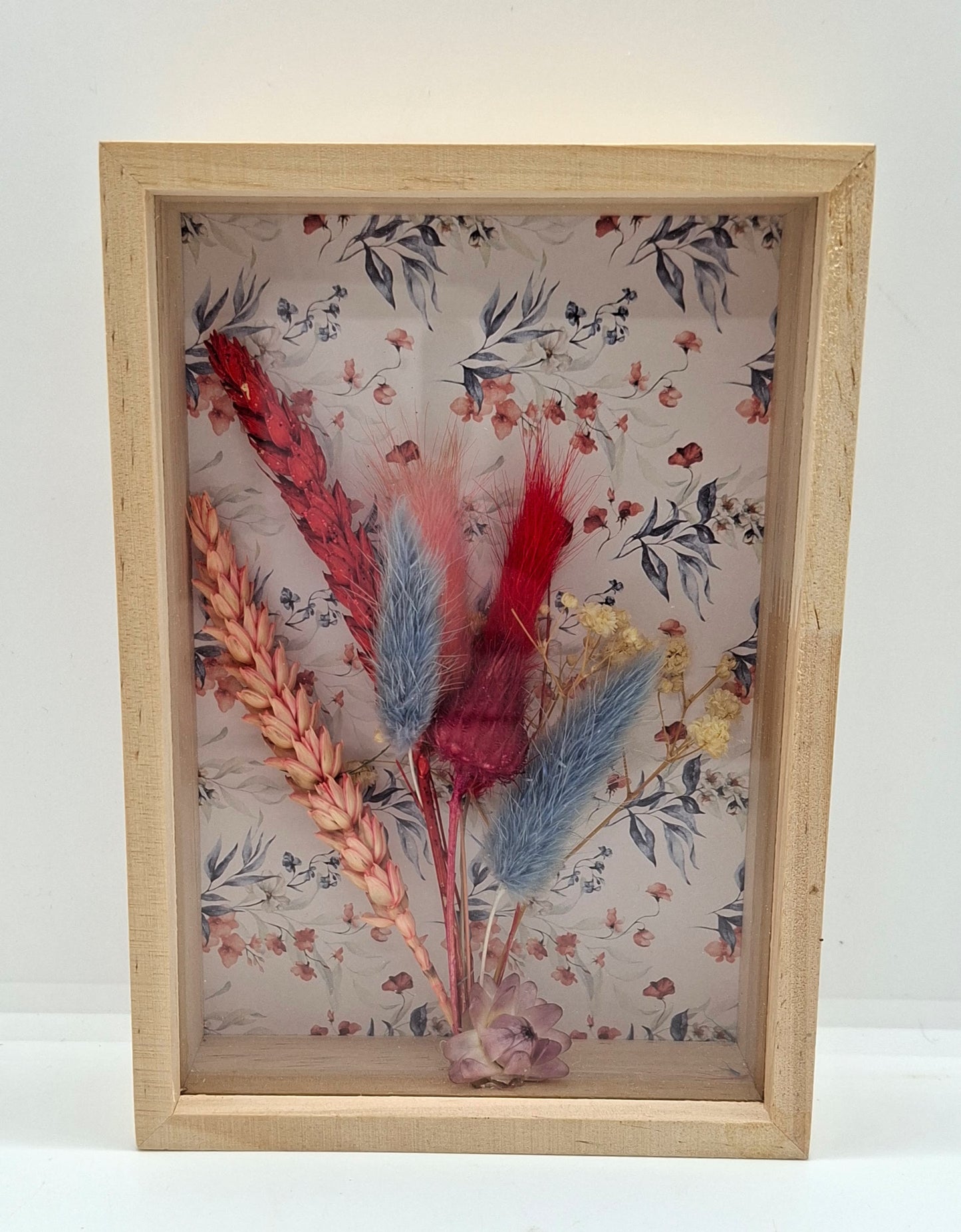 Droogbloemen in houten kader met leuke print - Small