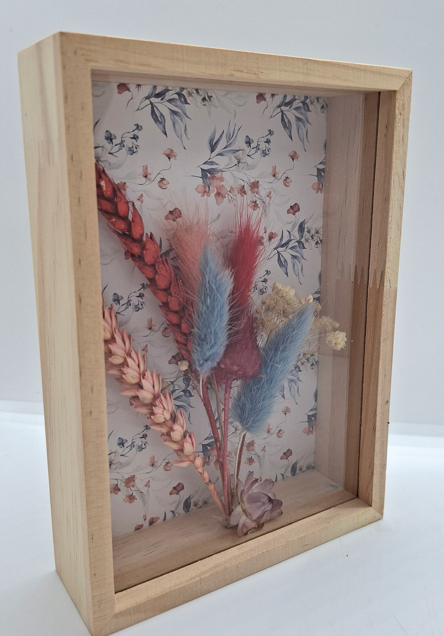 Droogbloemen in houten kader met leuke print - Small