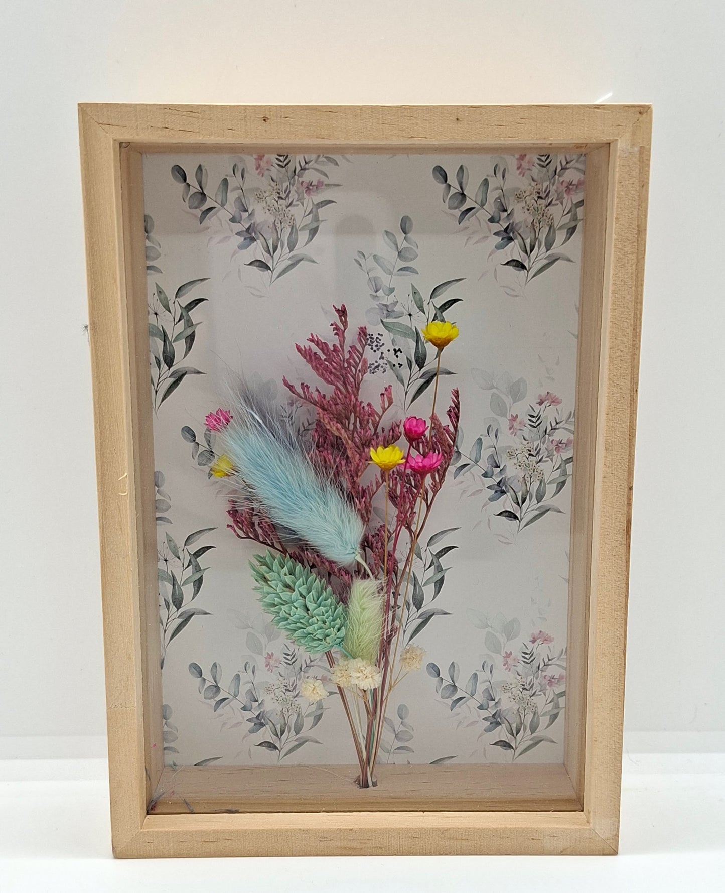 Droogbloemen in houten kader met leuke print - Small