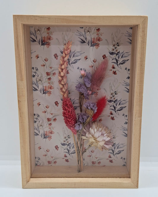 Droogbloemen in houten kader met leuke print - Small