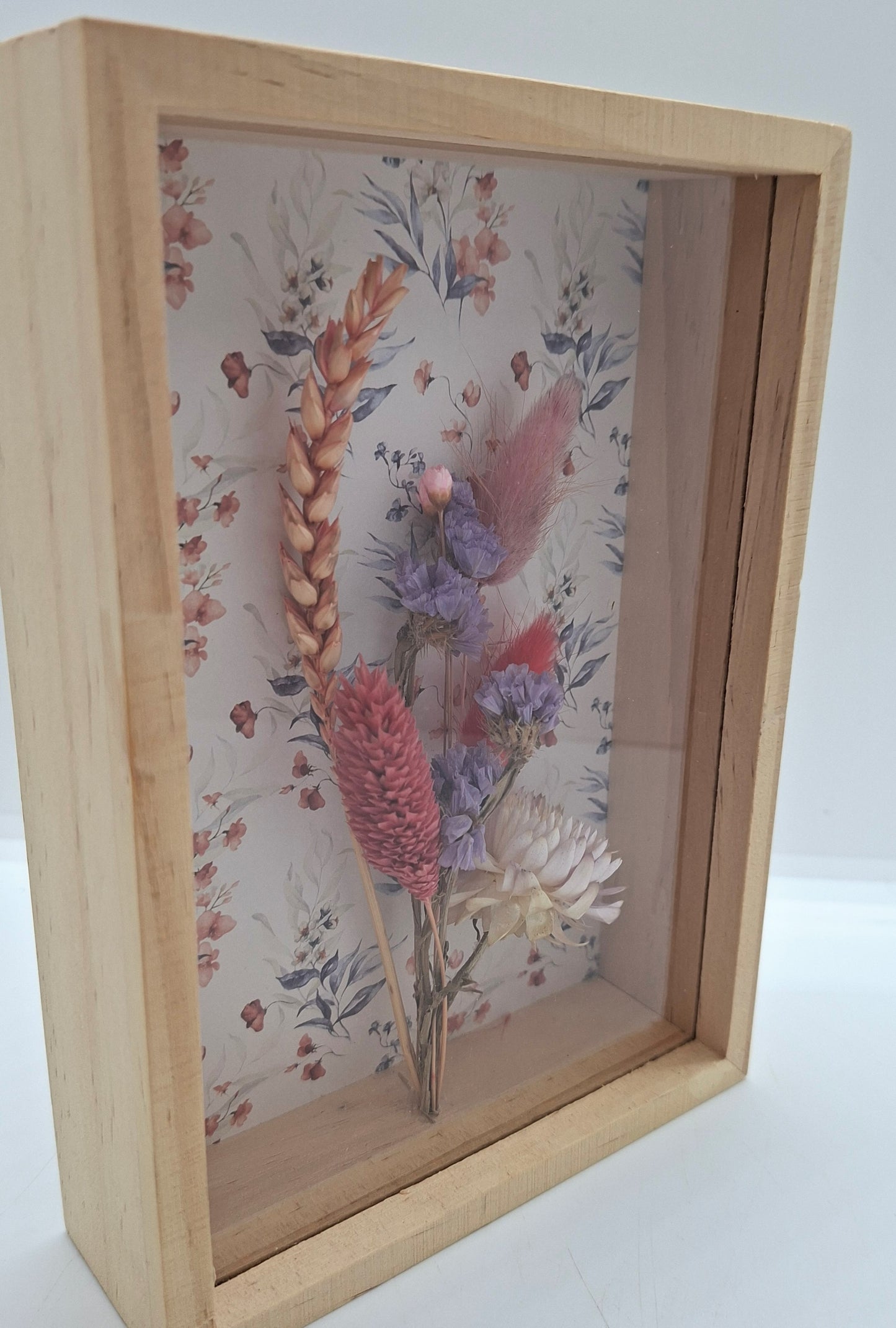 Droogbloemen in houten kader met leuke print - Small