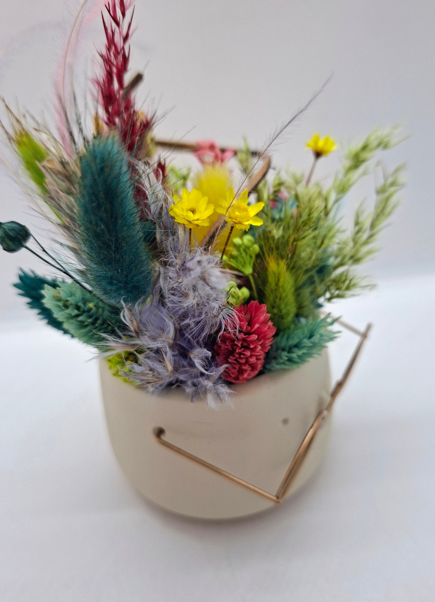 Plantenpotje met gezichtje & droogbloemetjes - Small