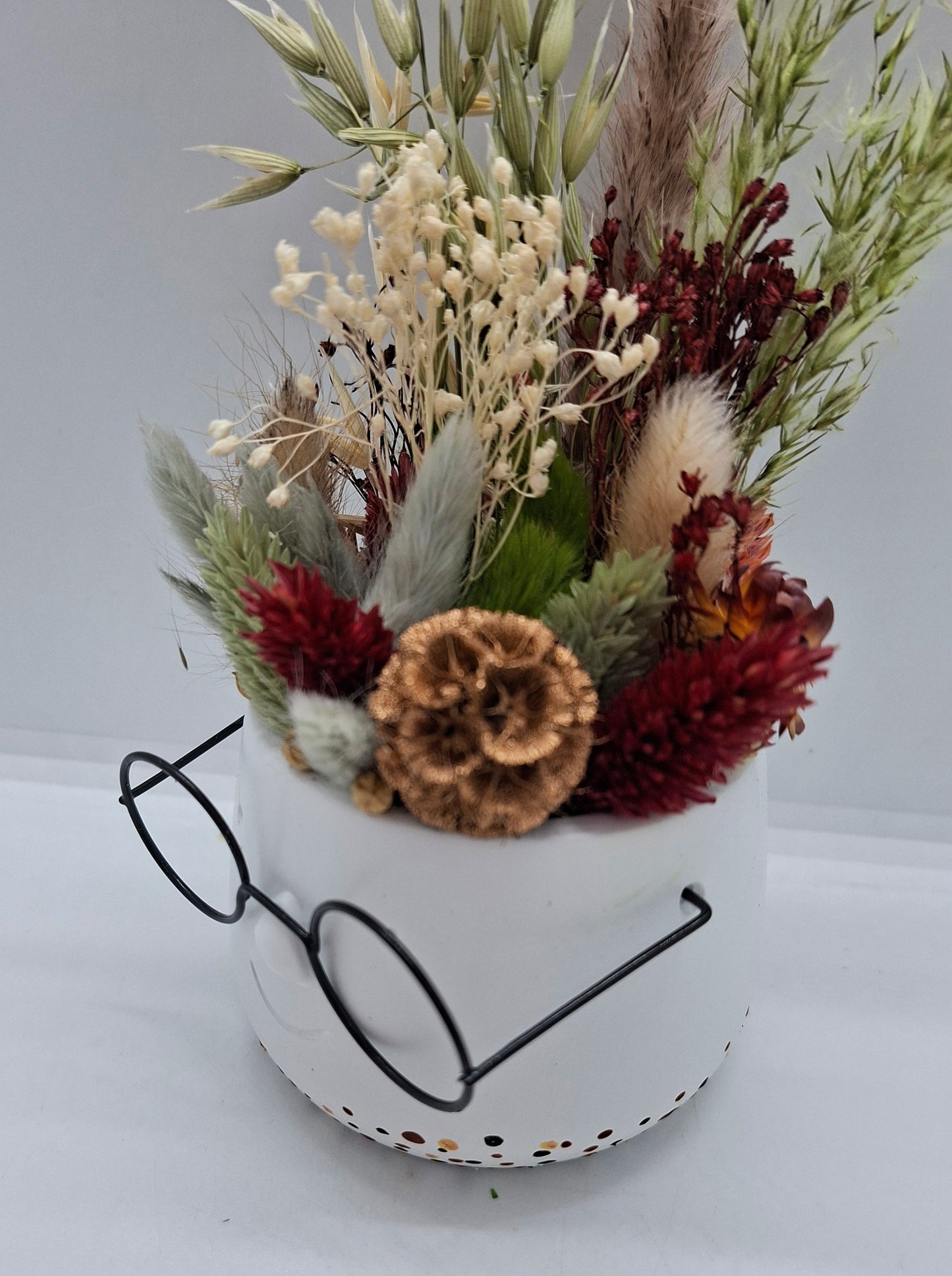 Plantenpotje met gezichtje & droogbloemetjes - Small