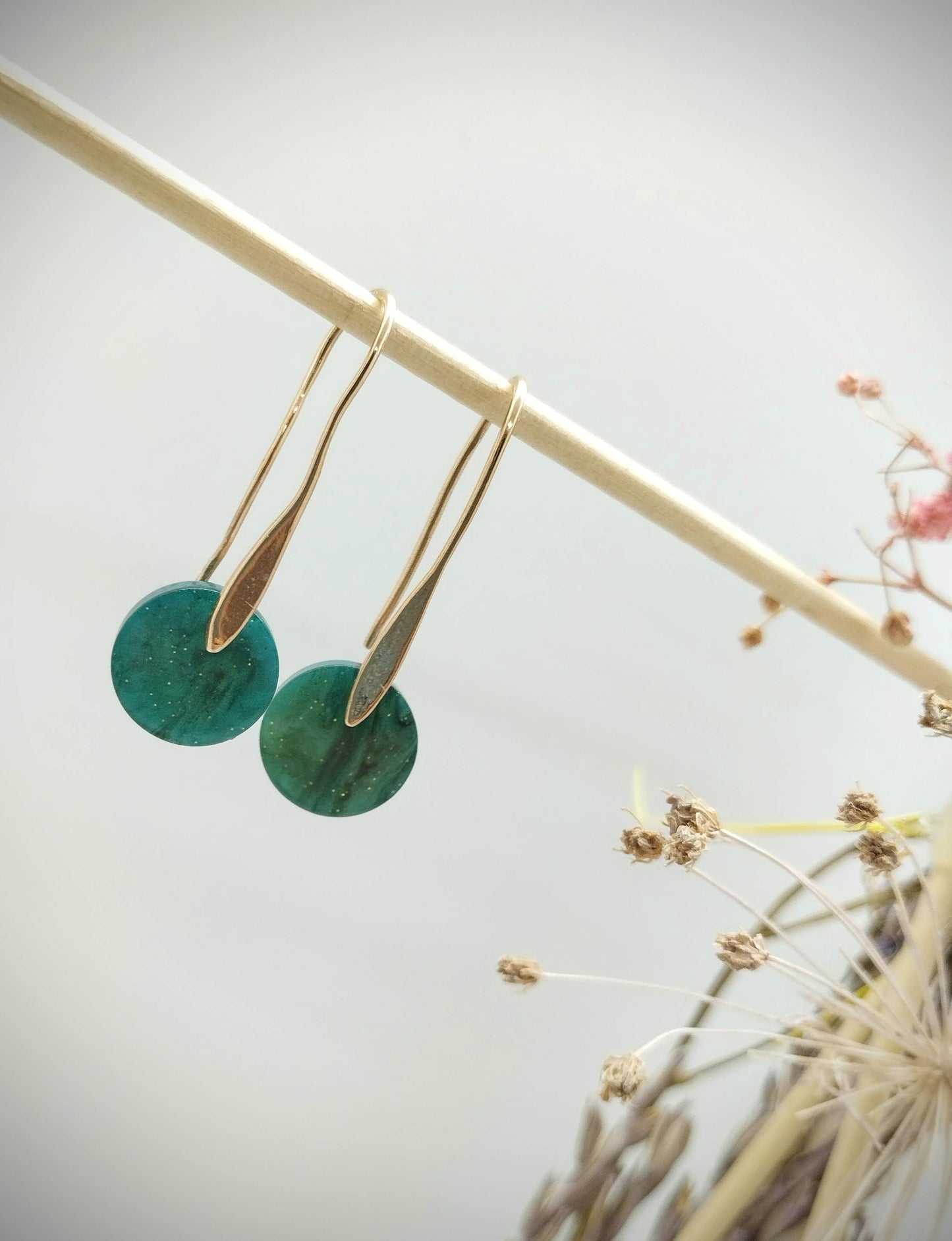Oorbellenset Crystal Resin Ocean Green - Hanger (Rosé- Nikkelvrij)