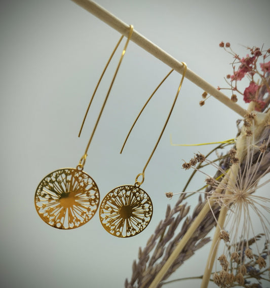 Oorbellenset Bohemian Wishflowers - grote hangers (goud /RVS)