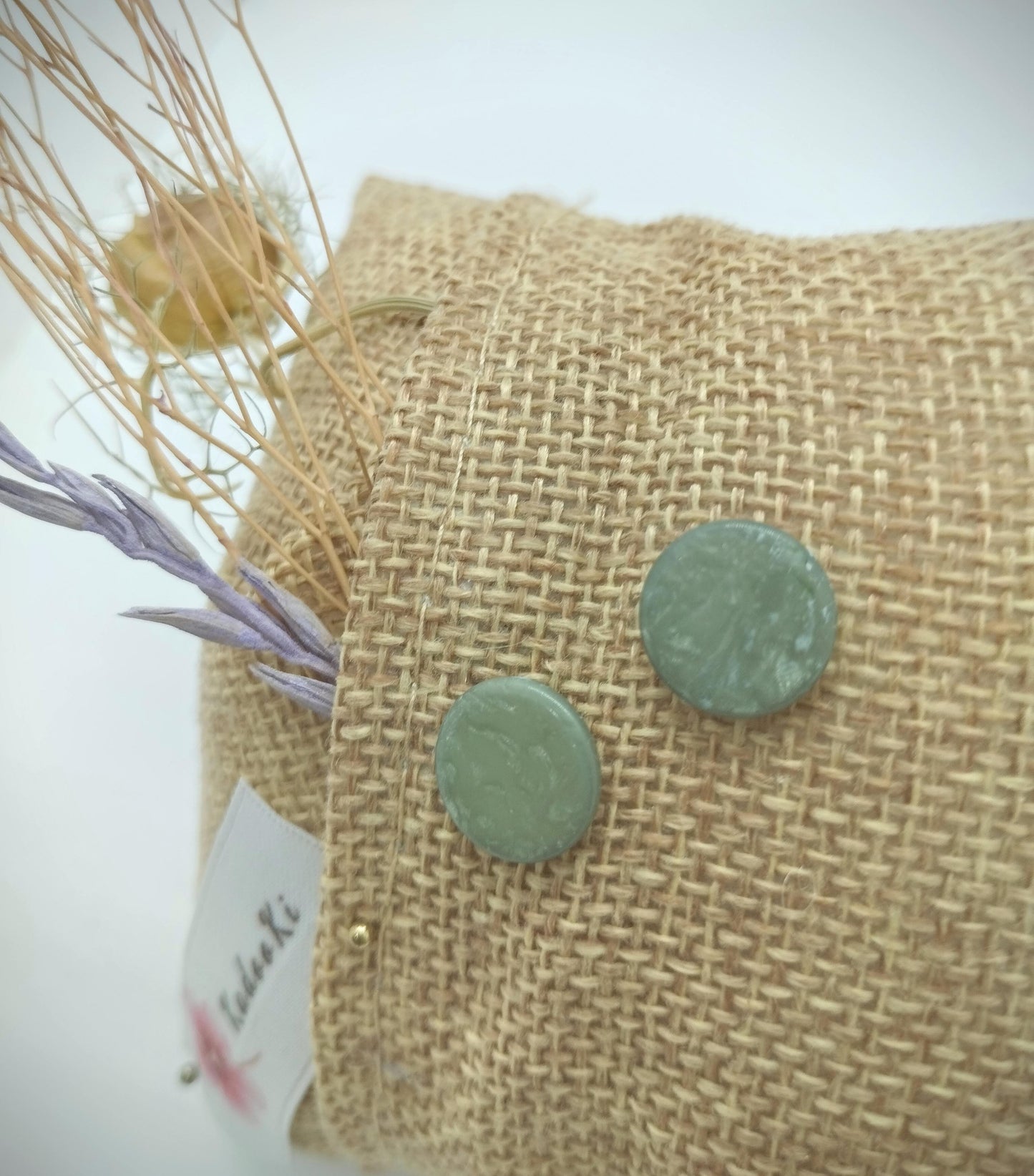 Oorbellenset - Polaris green flat -  stekertjes (Zilver/RVS)