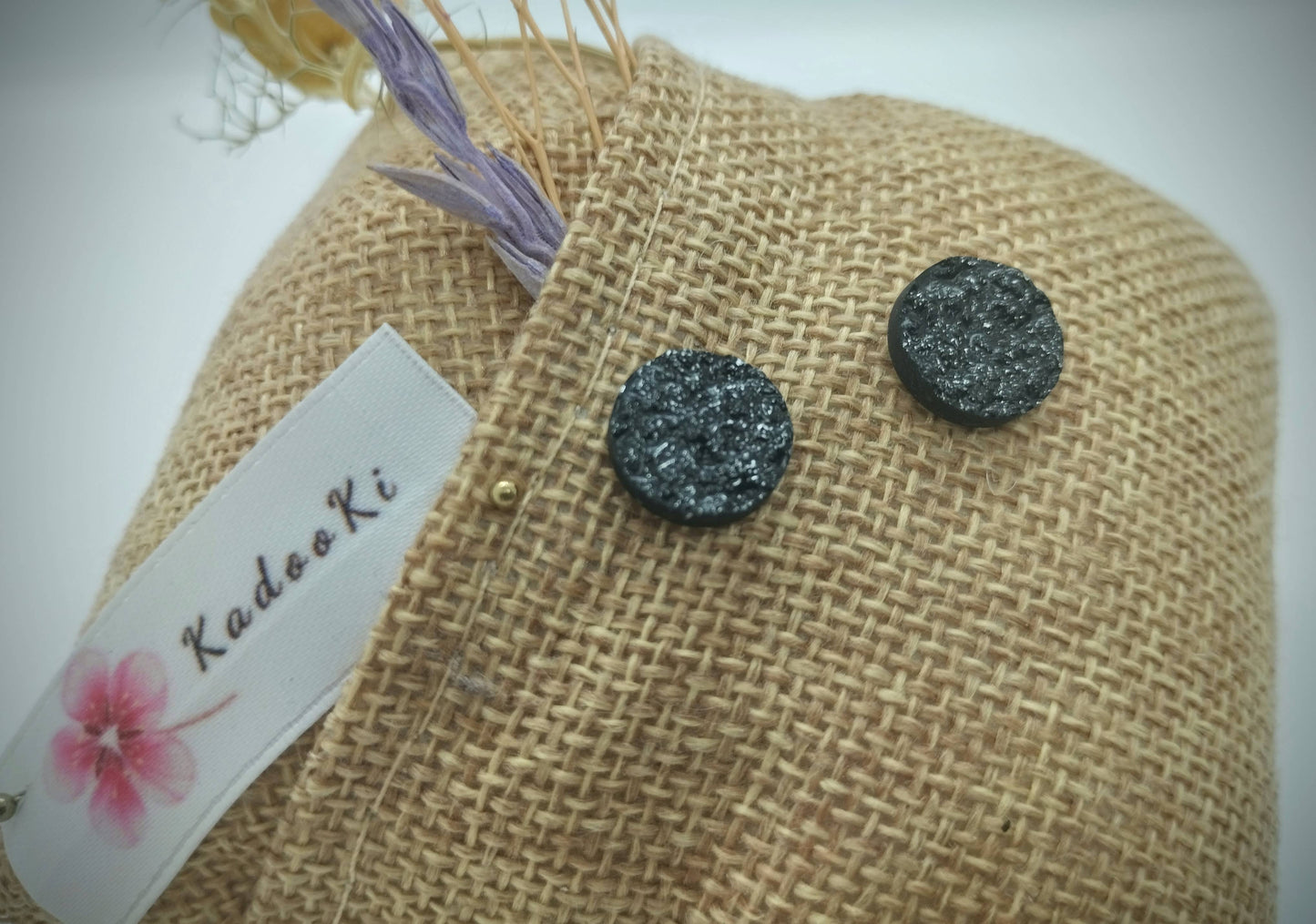 Oorbellenset - Polaris black flat -  stekertjes (Zilver/RVS)