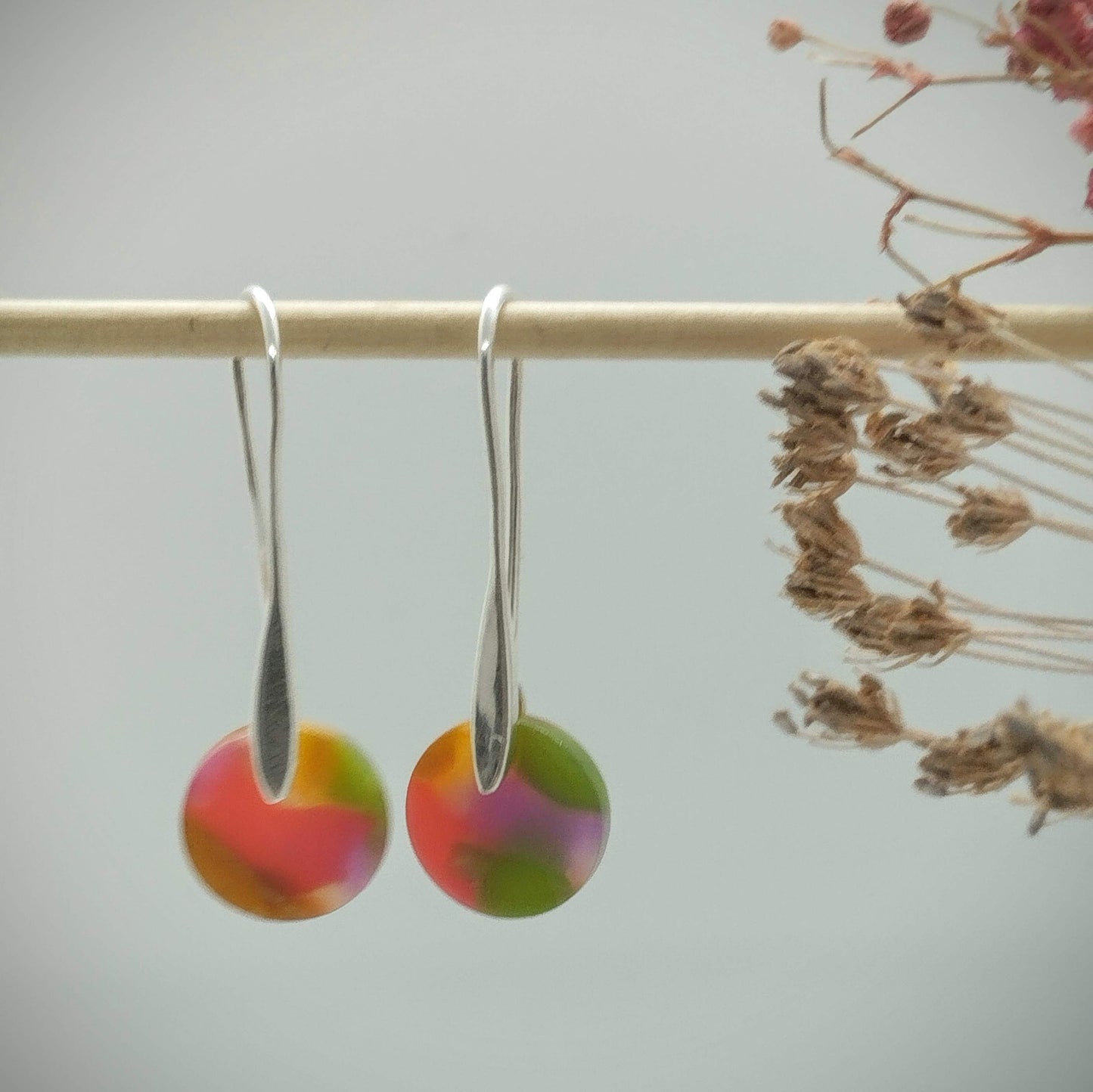 Oorbellenset Resin hangertjes haakjes Mixed color (zilver - Nikkelvrij)
