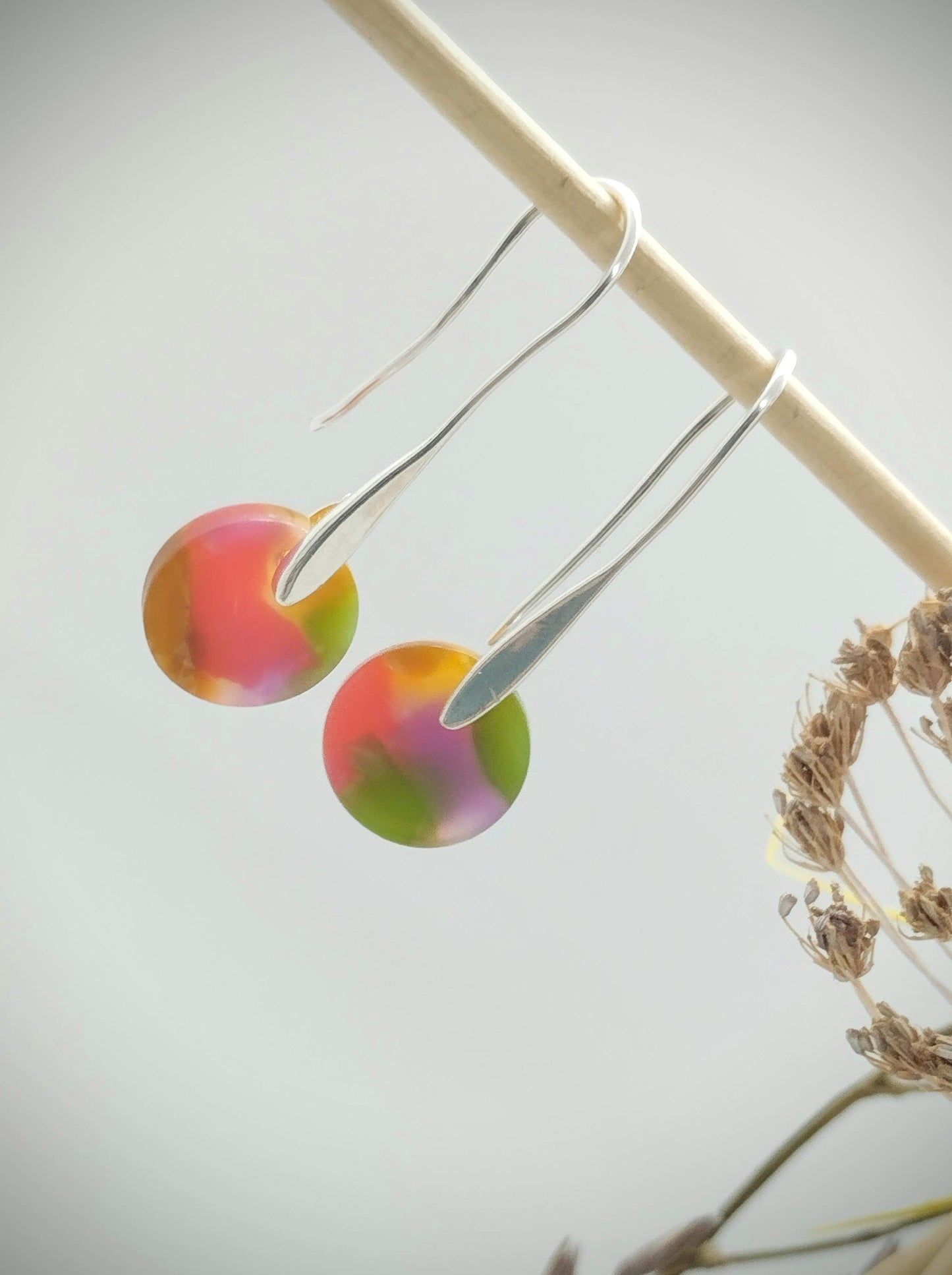 Oorbellenset Resin hangertjes haakjes Mixed color (zilver - Nikkelvrij)