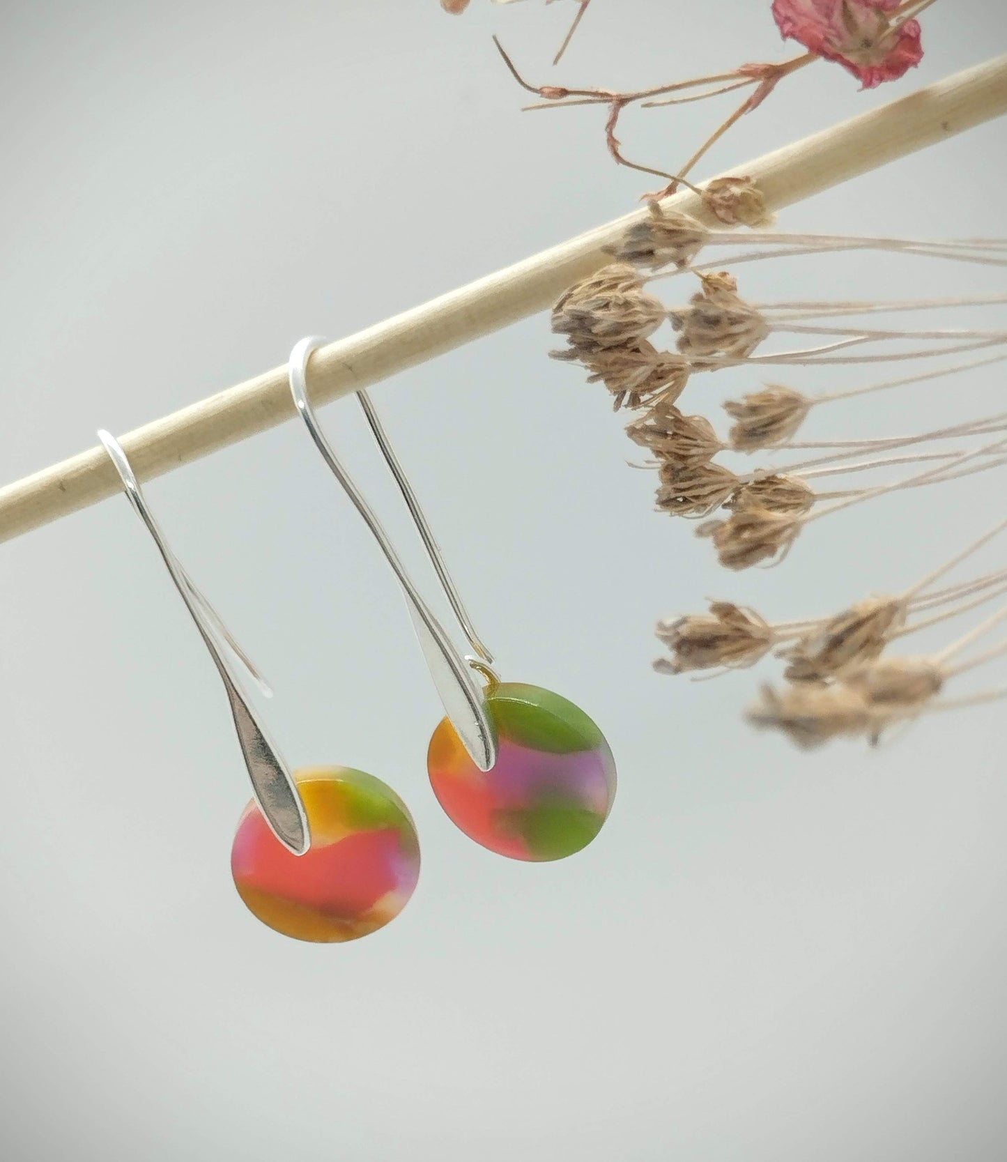 Oorbellenset Resin hangertjes haakjes Mixed color (zilver - Nikkelvrij)