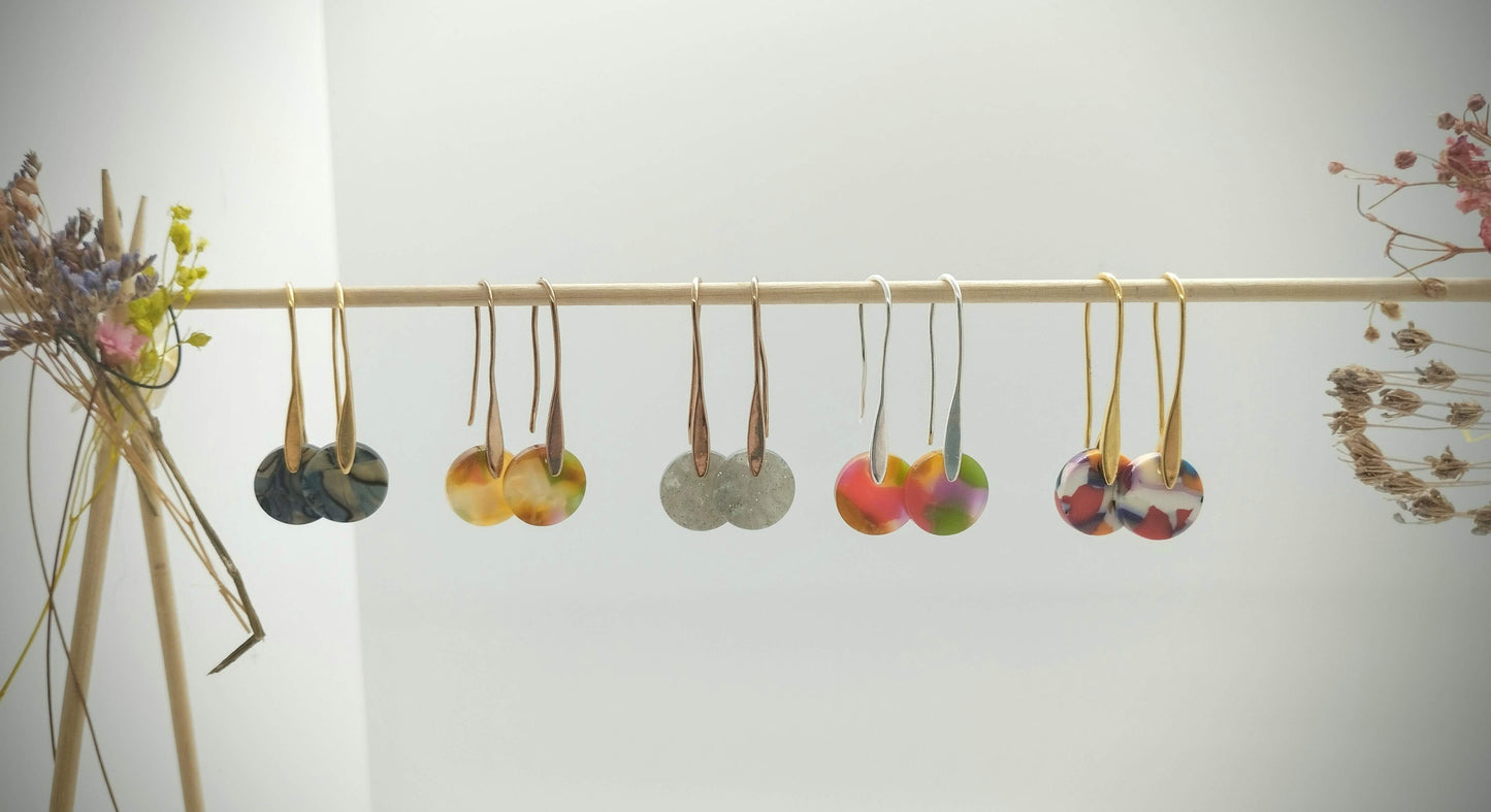 Oorbellenset Resin hangertjes haakjes Mixed color (zilver - Nikkelvrij)