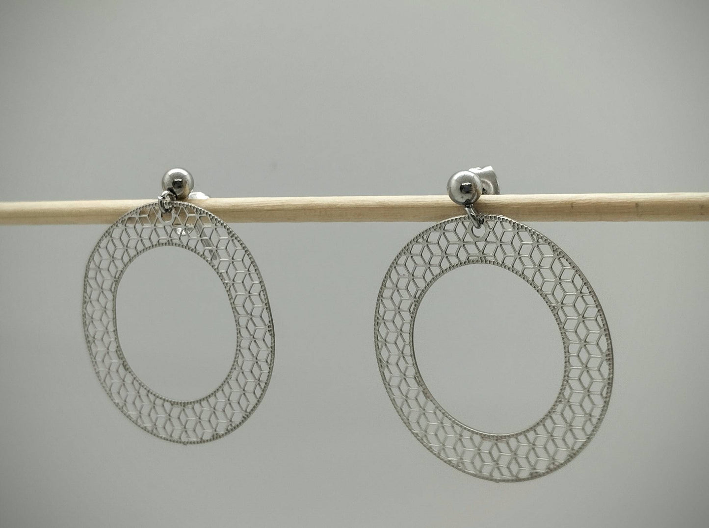 Oorbellenset stekertje met cirkel (zilver /RVS)