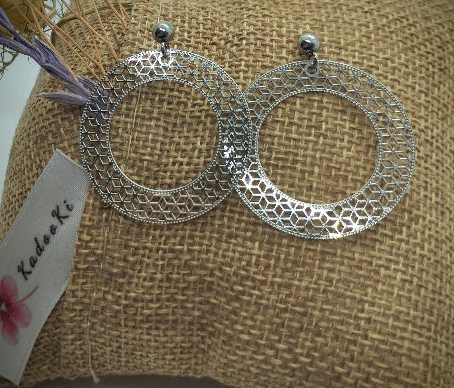 Oorbellenset stekertje met cirkel (zilver /RVS)