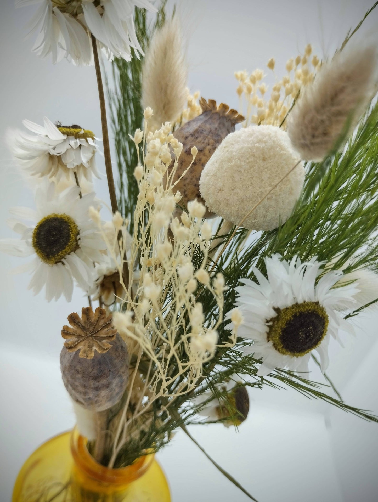 Droogbloemen in kleurrijk vaasje