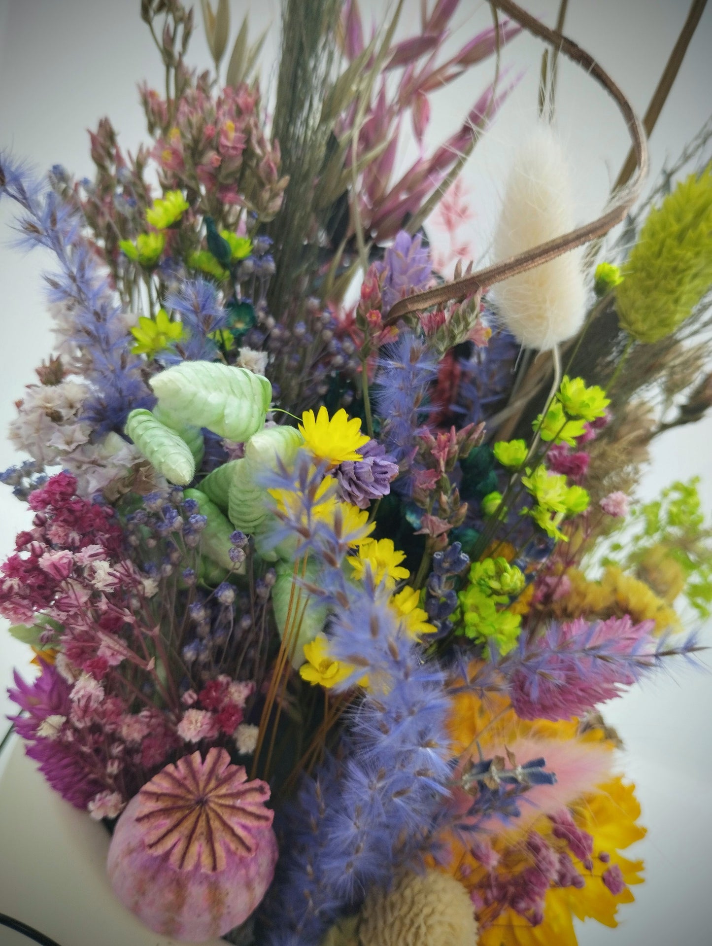 Plantenpotje met gezichtje & droogbloemetjes - Medium