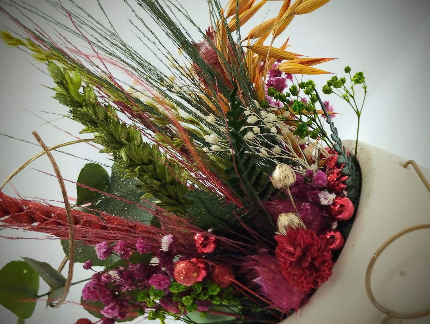 Plantenpotje met gezichtje & droogbloemetjes - Small
