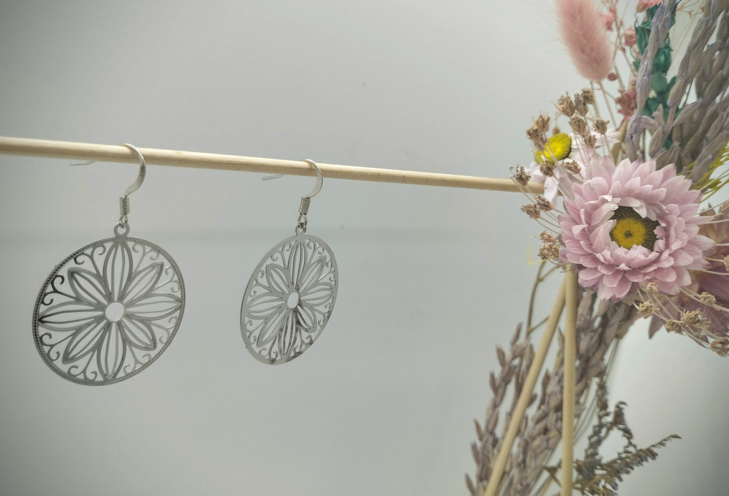 Oorbellenset - Floral - zilver (nikkelvrij)