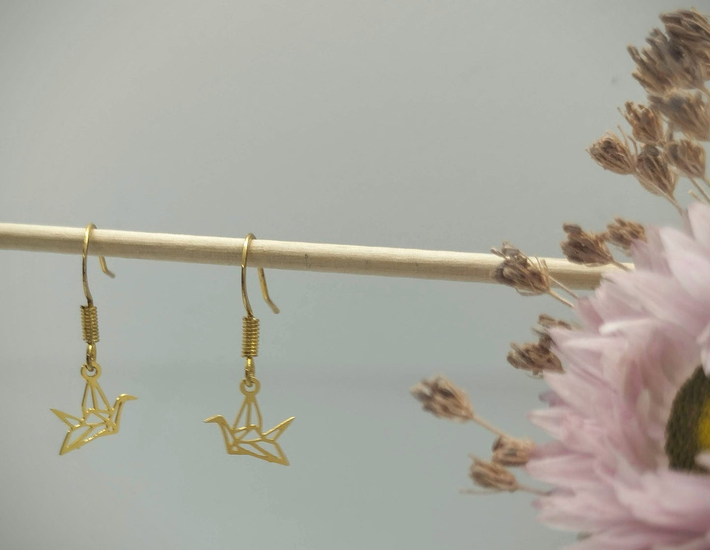 Oorbellenset - kleine origami vogeltjes - goud (nikkelvrij)