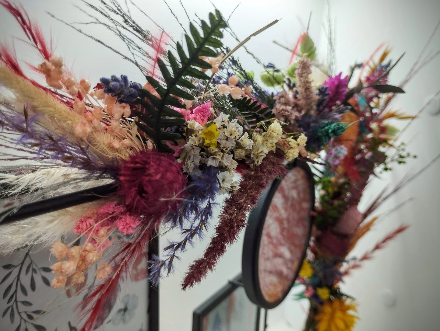 Decoratieve vierkante Fotokader met droogbloemen
