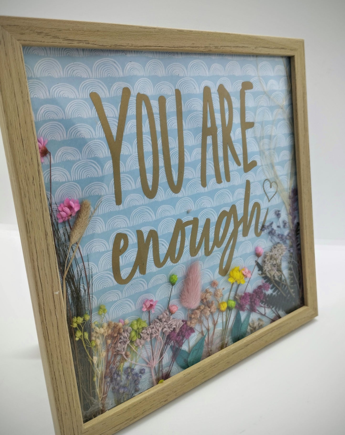 Vierkante kader met Quote en droogbloemen  (medium)