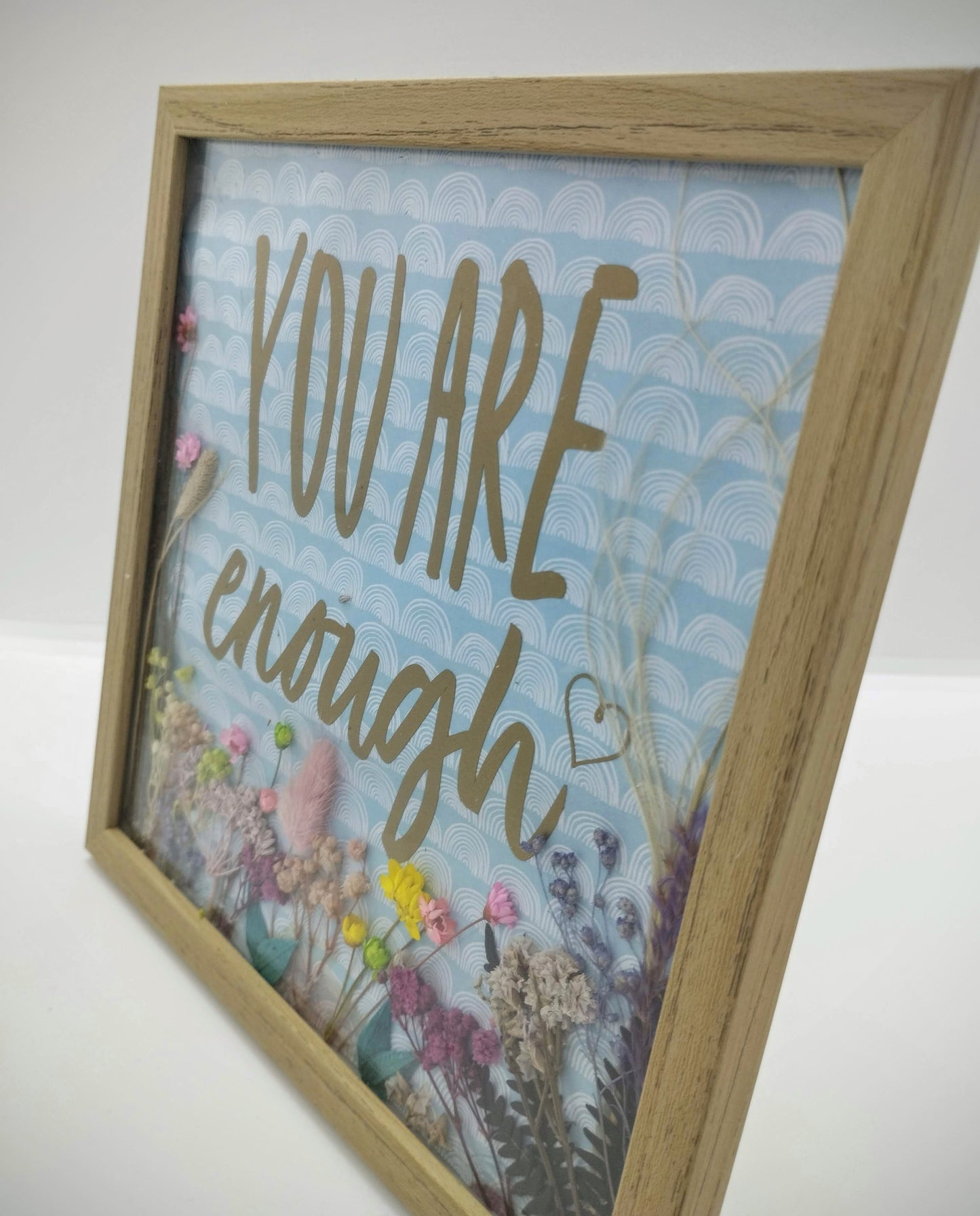 Vierkante kader met Quote en droogbloemen  (medium)