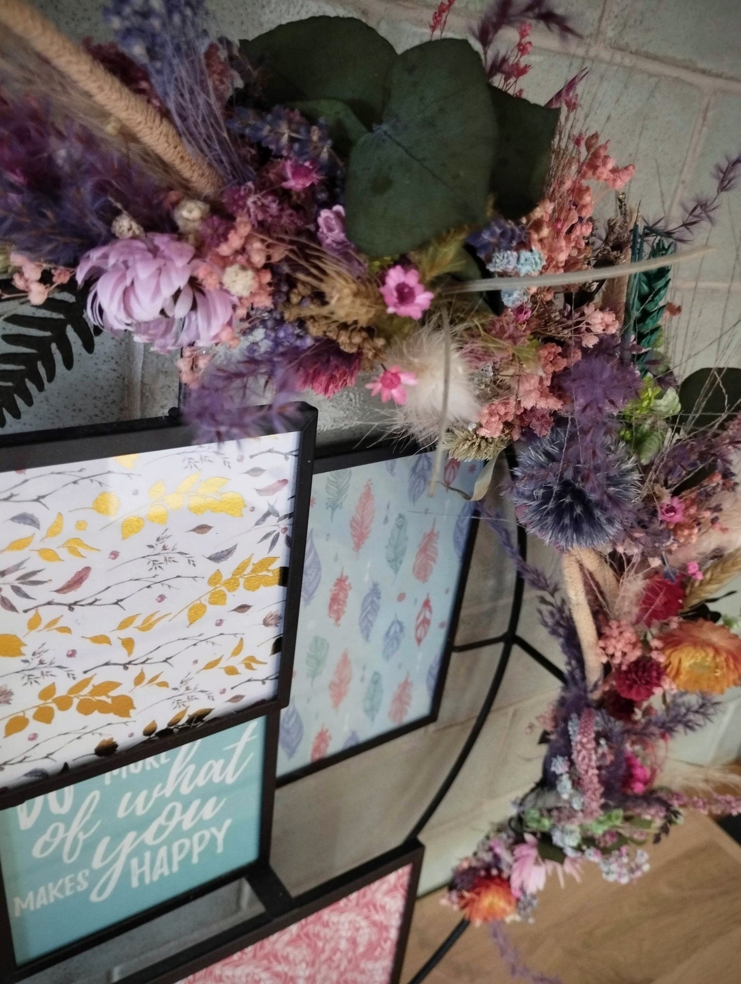 Decoratieve ronde Fotokader met droogbloemen