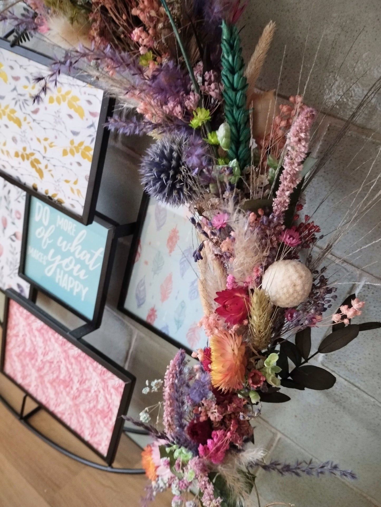 Decoratieve ronde Fotokader met droogbloemen