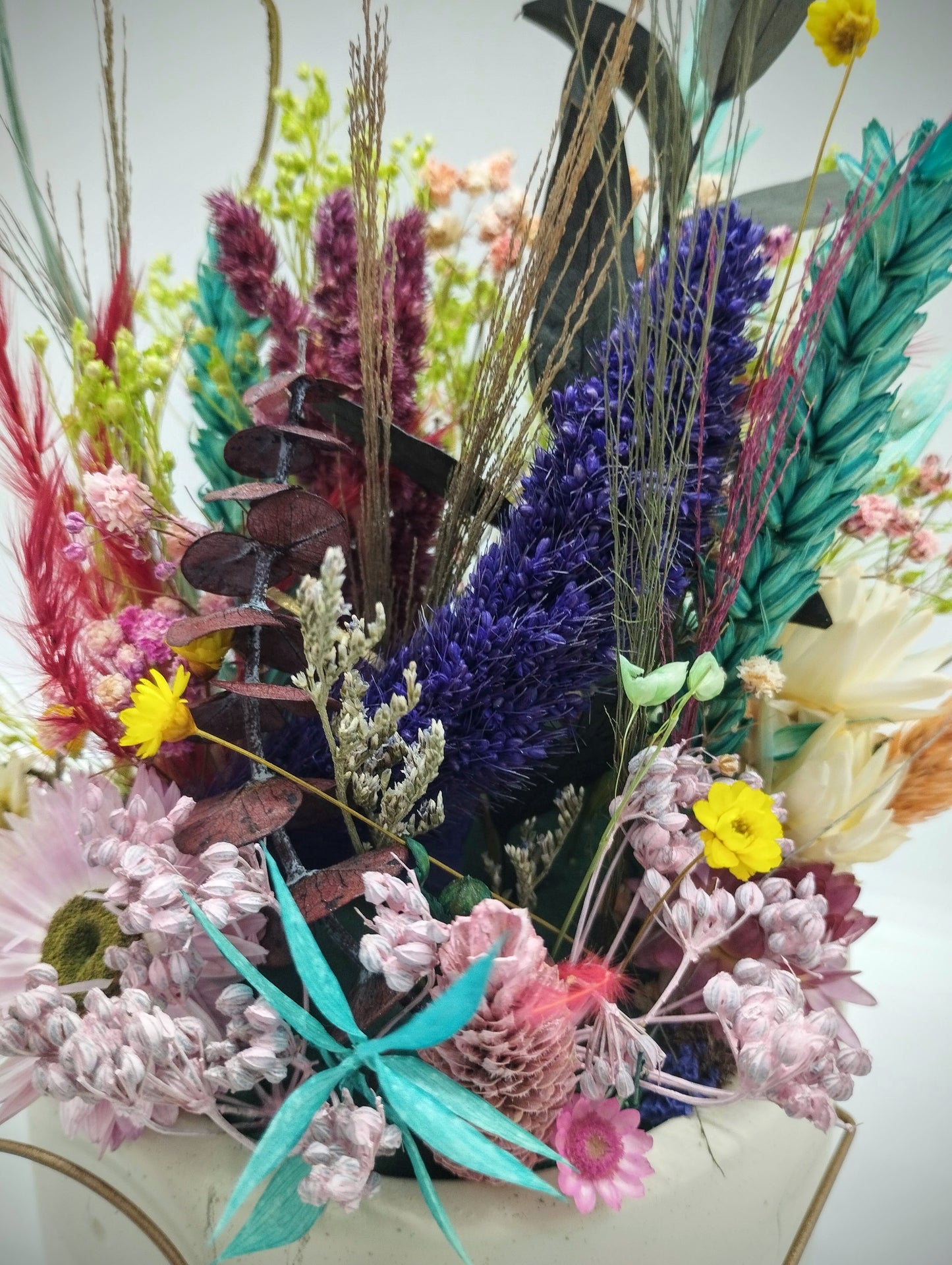 Plantenpotje met gezichtje & droogbloemetjes - Medium