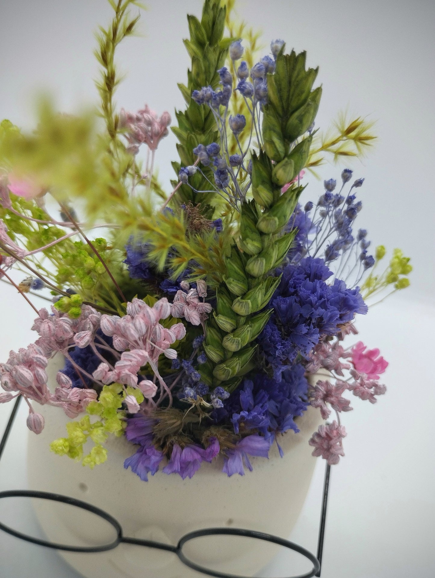 Plantenpotje met gezichtje & droogbloemetjes