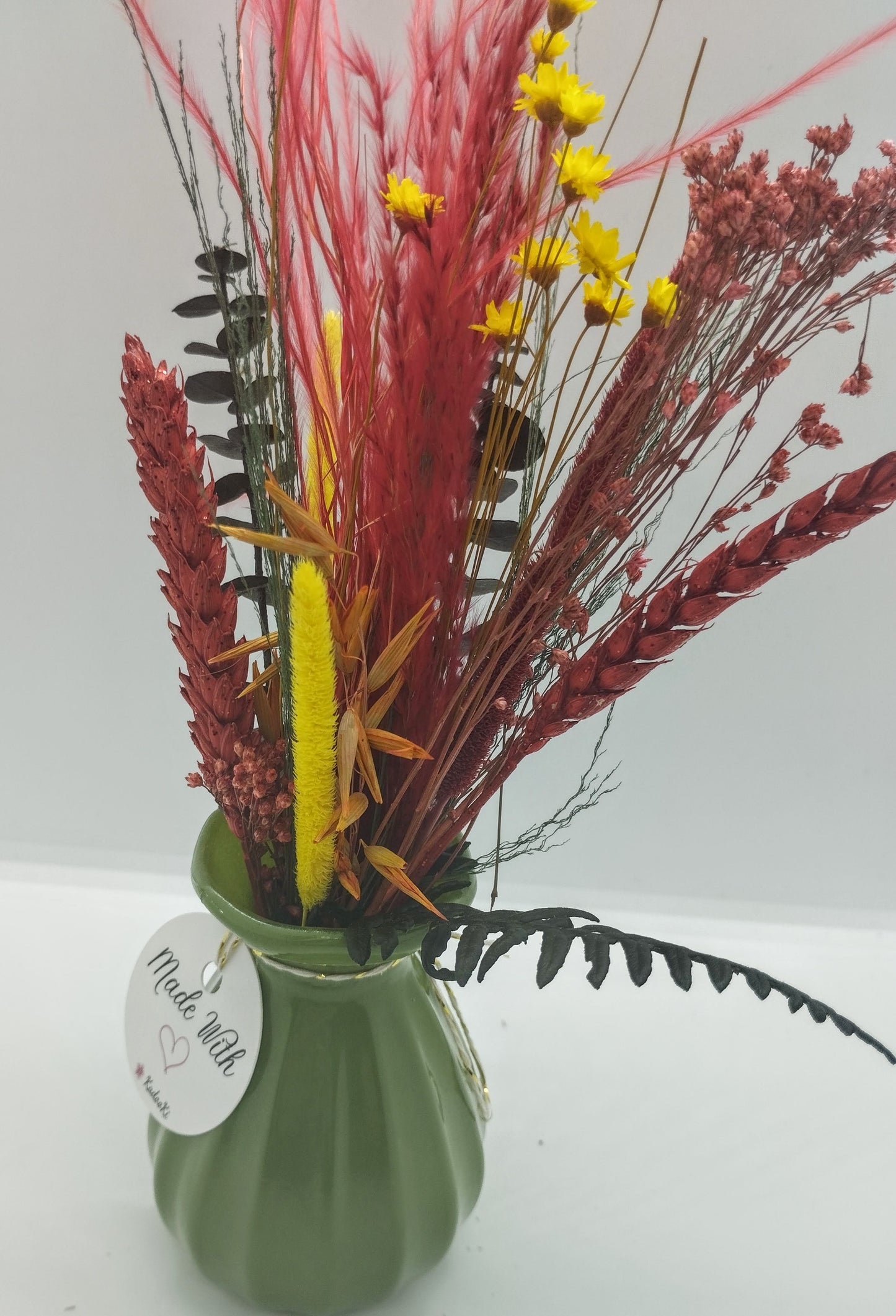 Droogbloemen in kleurrijk Porseleine vaasje