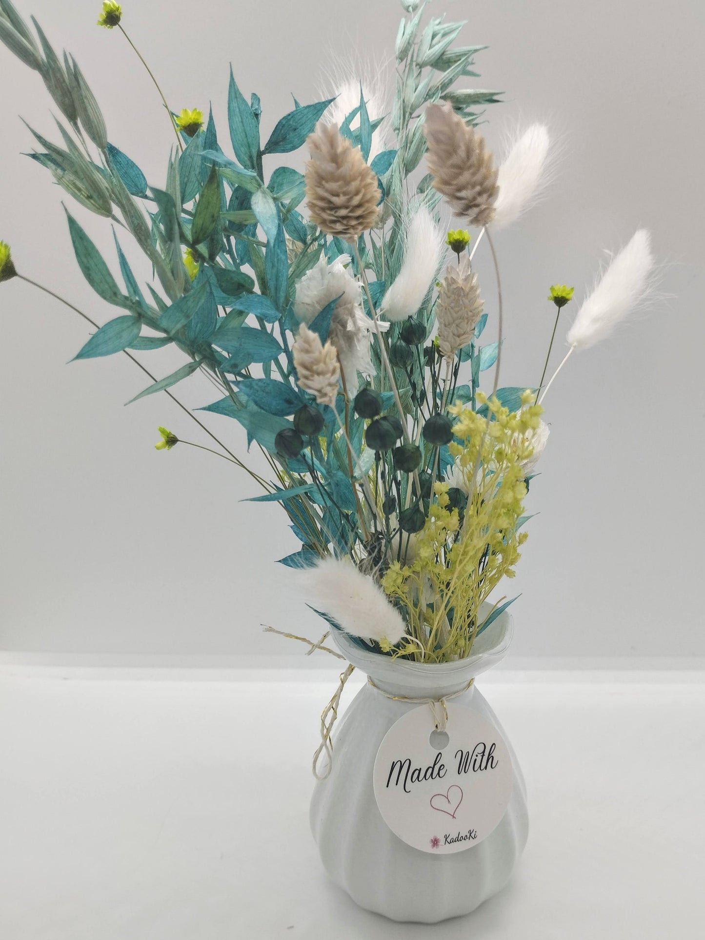 Droogbloemen in kleurrijk Porseleine vaasje