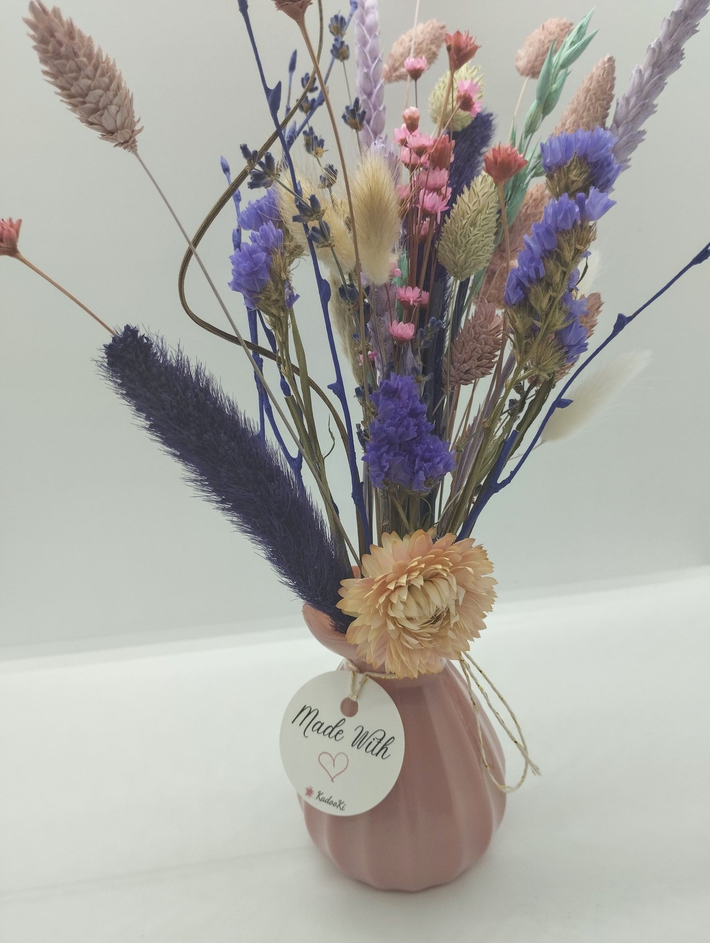 Droogbloemen in kleurrijk Porseleine vaasje