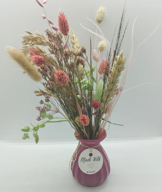 Droogbloemen in kleurrijk Porseleine vaasje