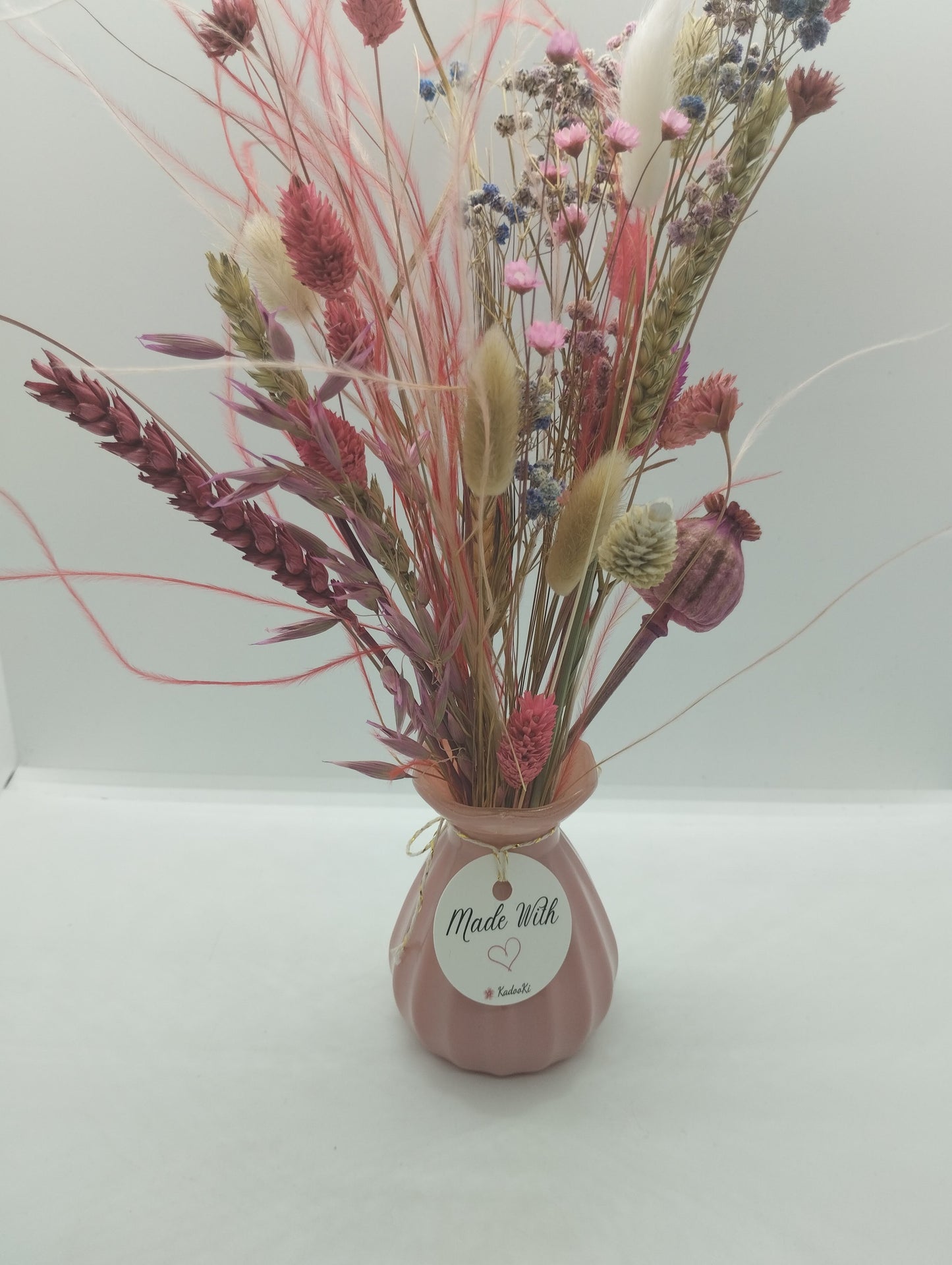 Droogbloemen in kleurrijk Porseleine vaasje