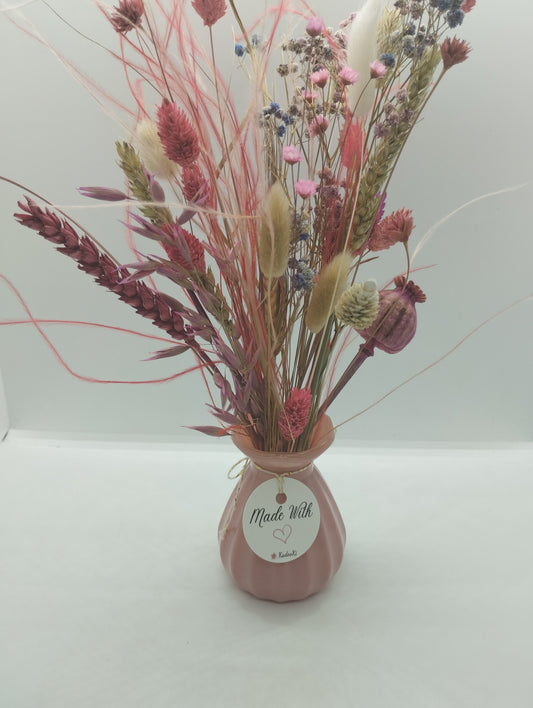 Droogbloemen in kleurrijk Porseleine vaasje