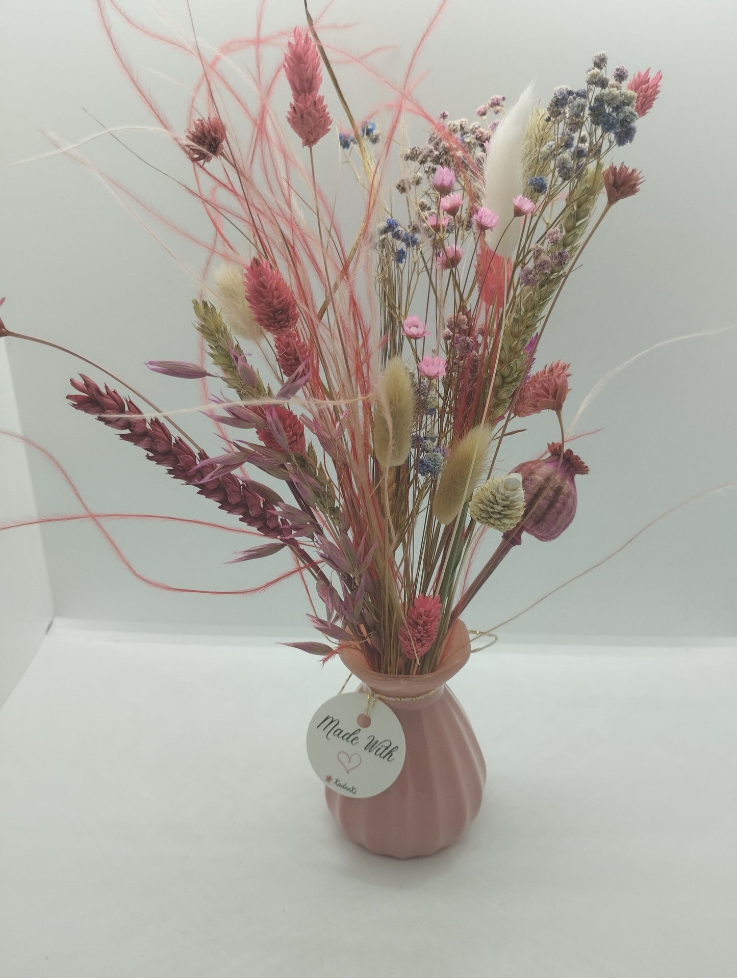 Droogbloemen in kleurrijk Porseleine vaasje