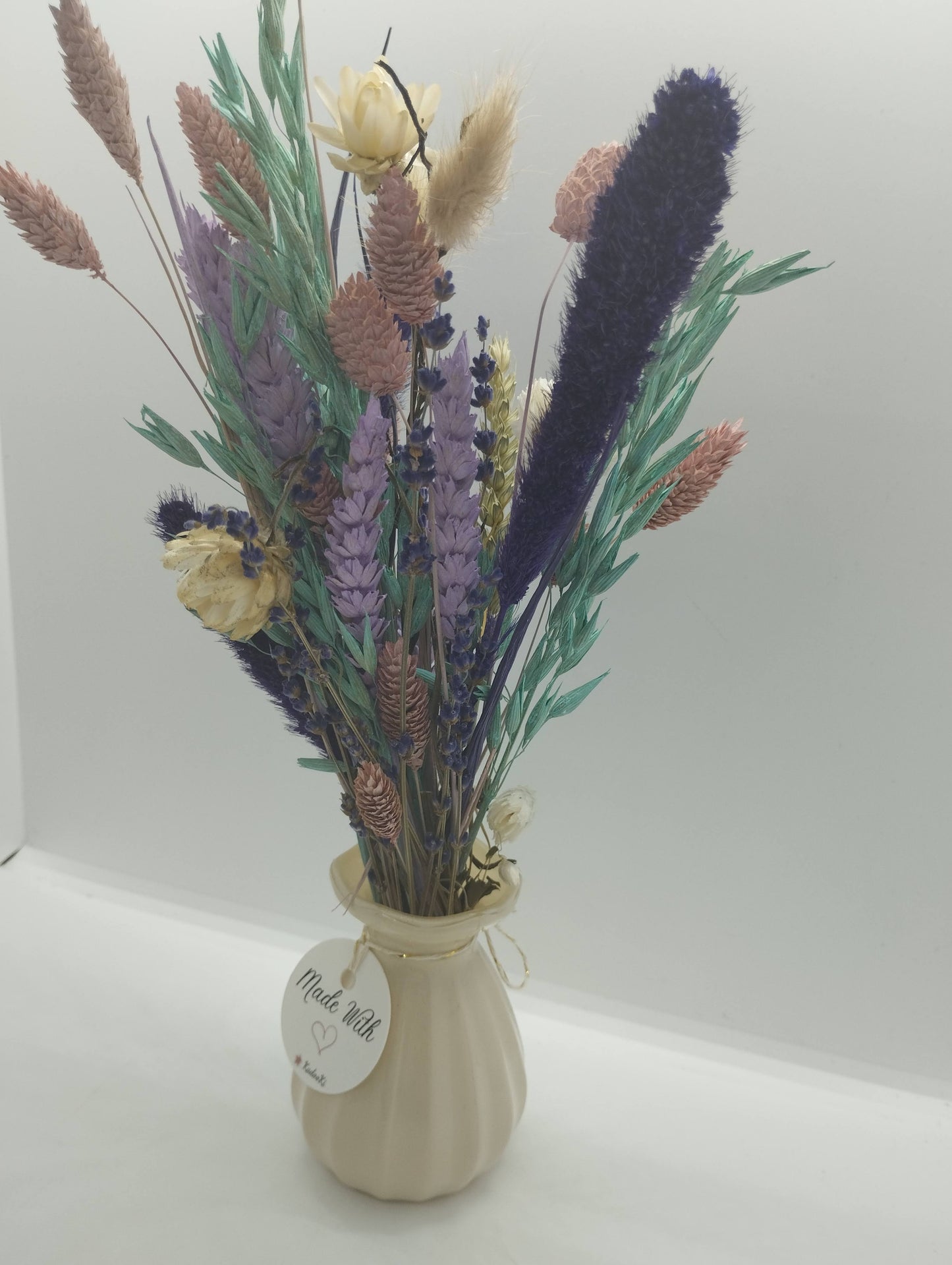 Droogbloemen in kleurrijk Porseleine vaasje