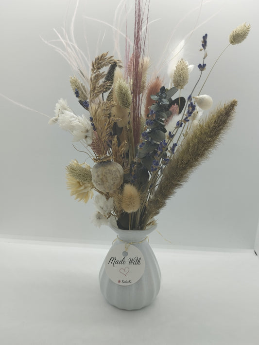 Droogbloemen in kleurrijk Porseleine vaasje