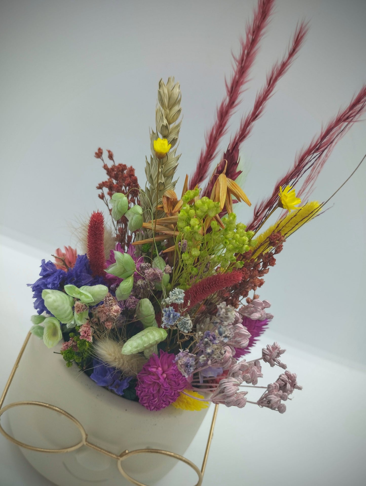 Plantenpotje met gezichtje & droogbloemetjes - Small