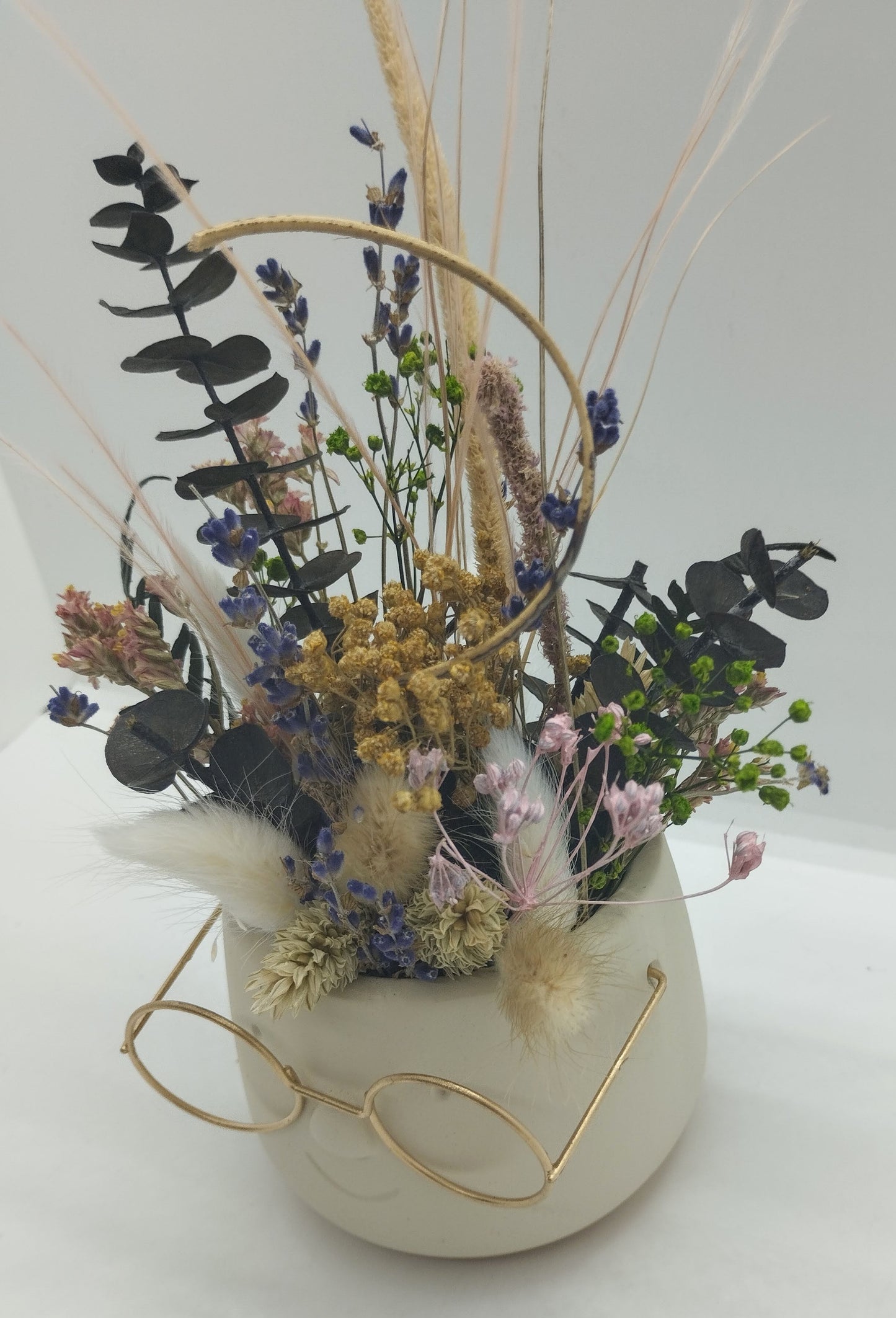 Plantenpotje met gezichtje & droogbloemetjes - Small