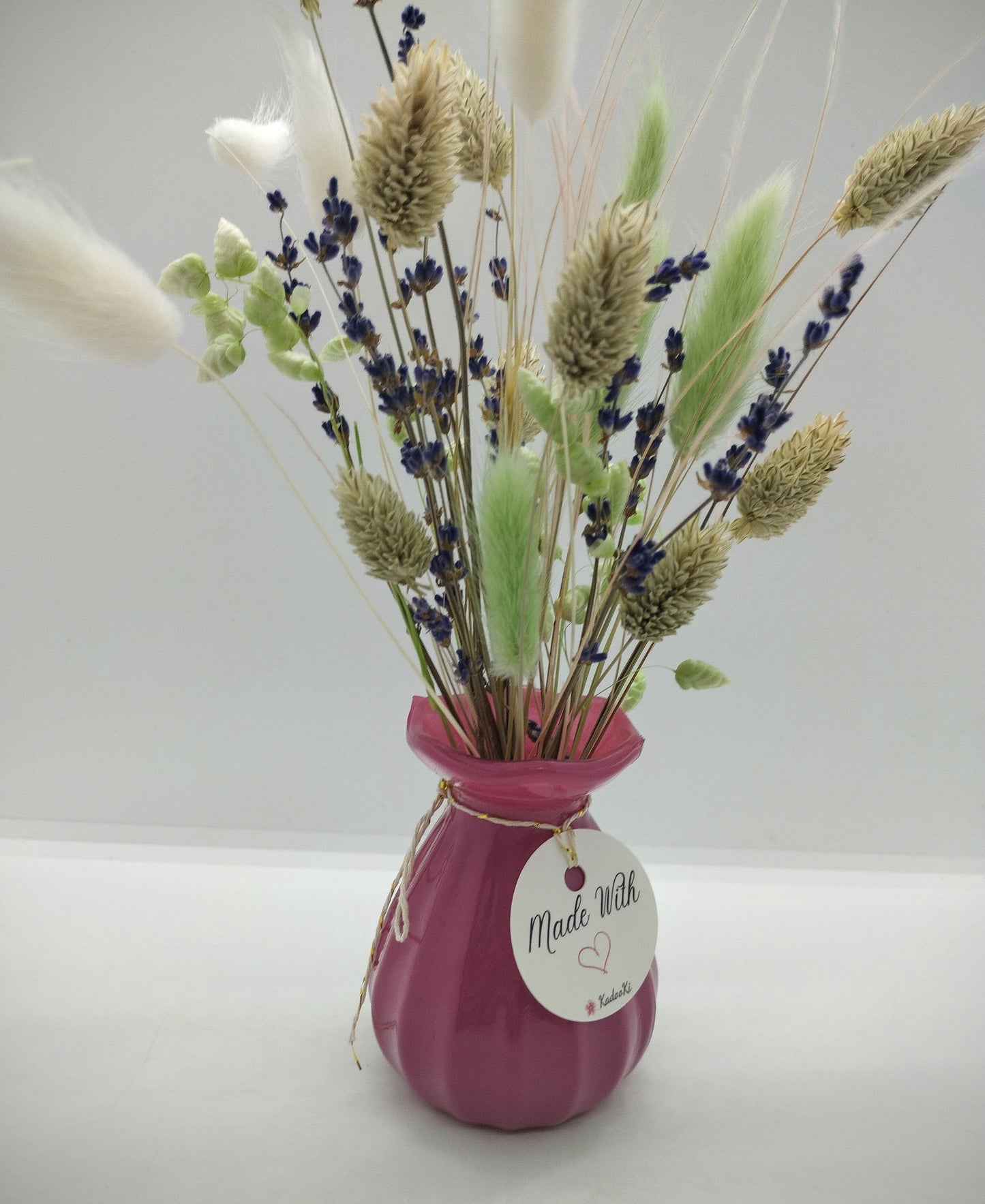 Droogbloemen in kleurrijk Porseleine vaasje