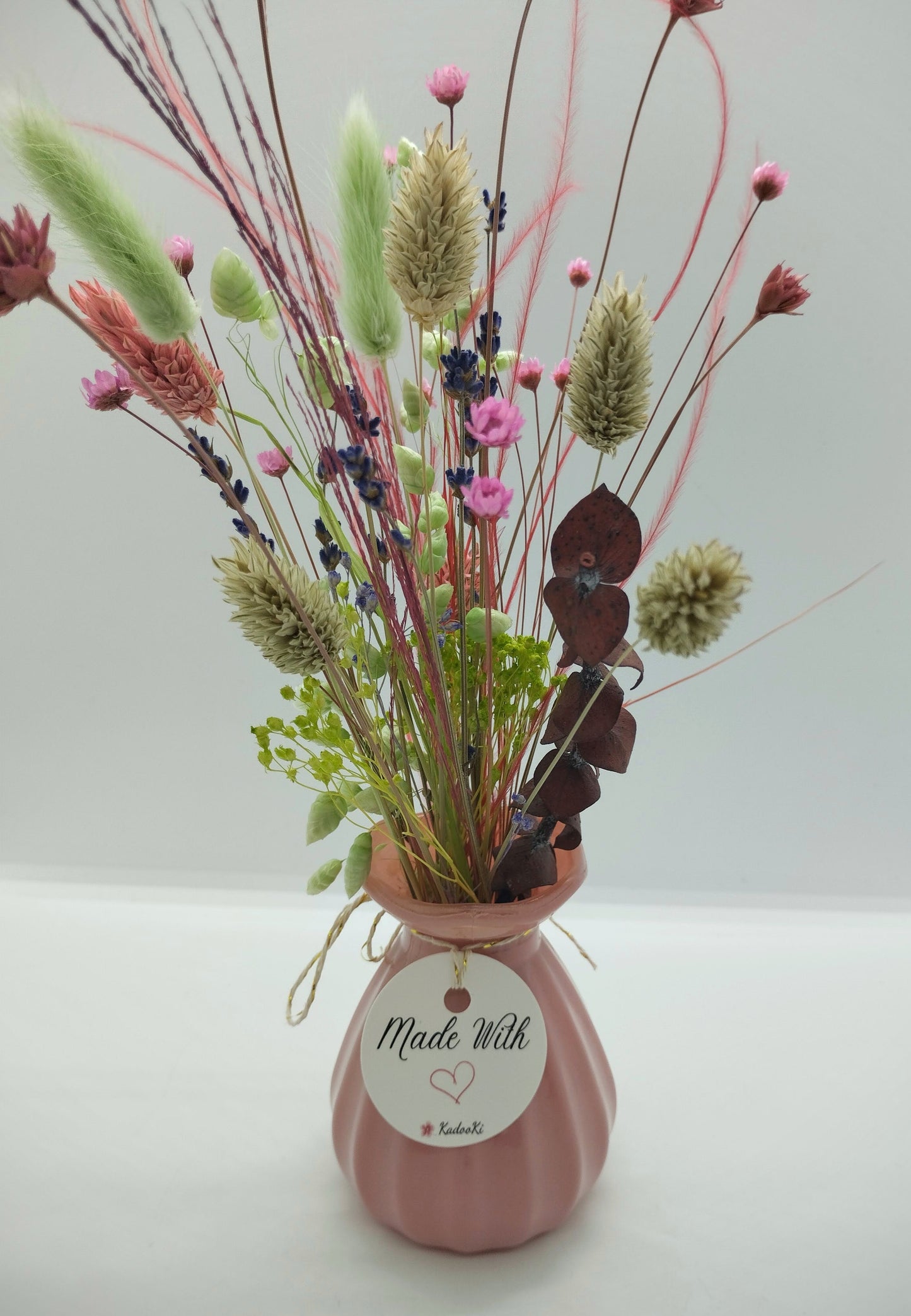 Droogbloemen in kleurrijk Porseleine vaasje