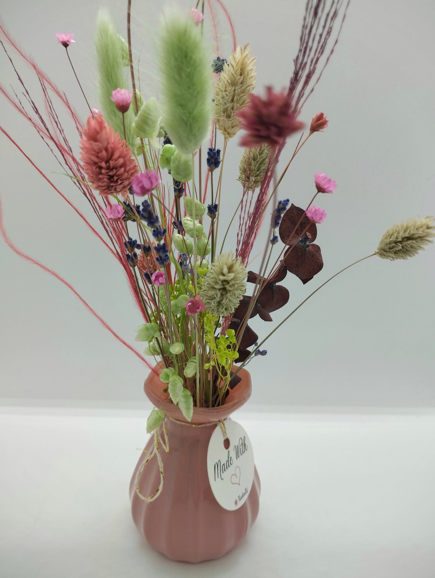 Droogbloemen in kleurrijk Porseleine vaasje