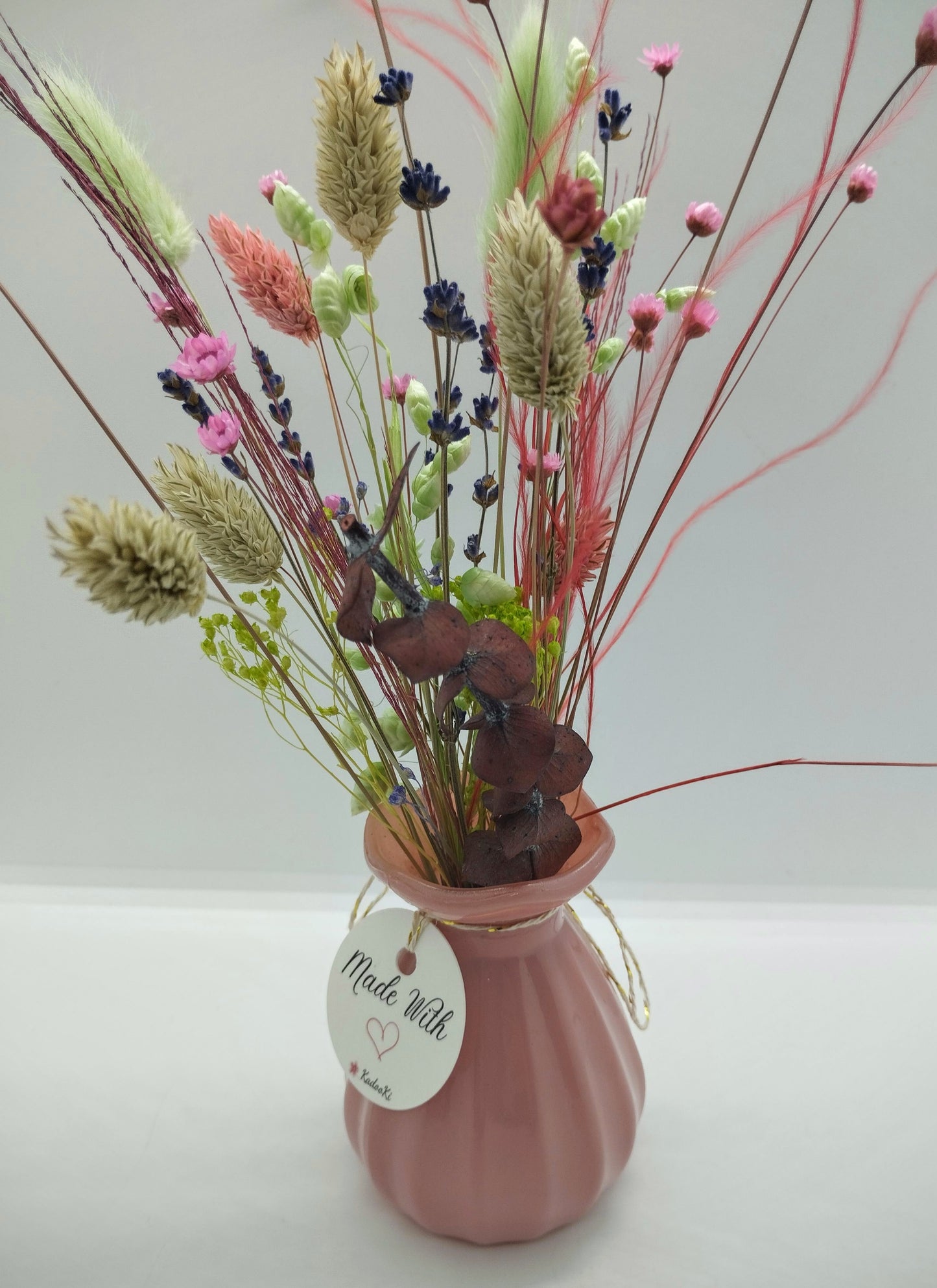 Droogbloemen in kleurrijk Porseleine vaasje