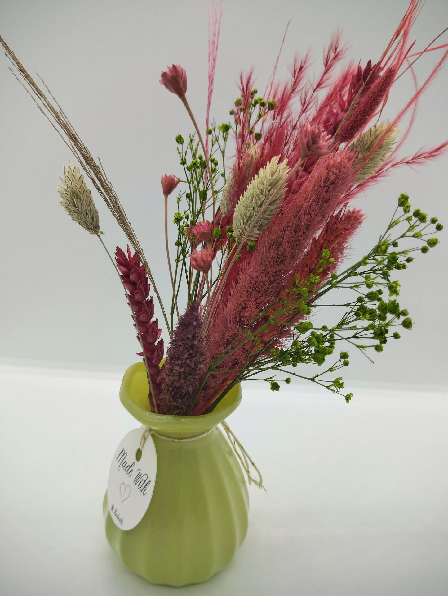 Droogbloemen in kleurrijk Porseleine vaasje